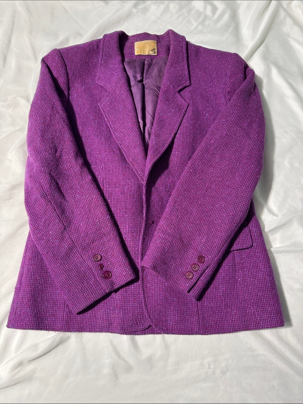 Vintage Pendleton Wool Blazer Small Purple Magenta Tweed Dark Acadamia Preppy